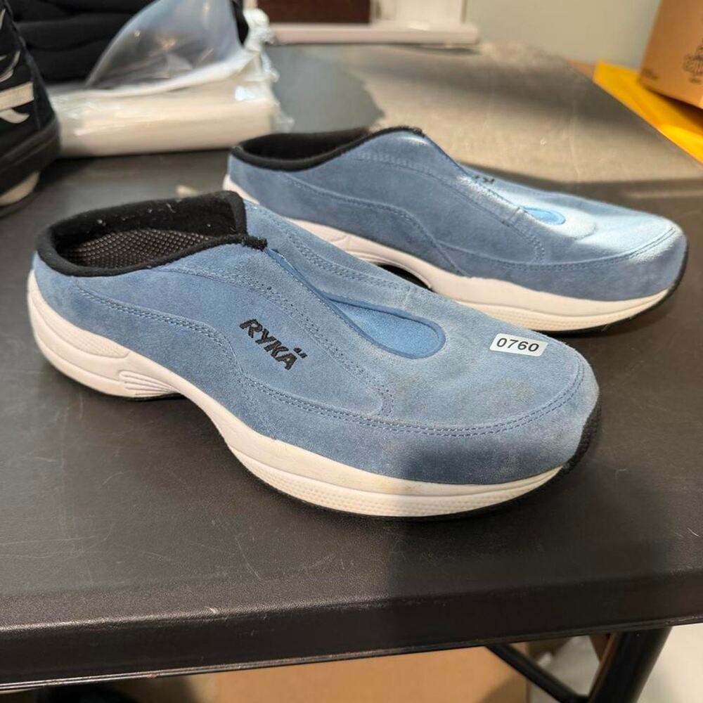 Ryka blue slip on sneakers lifestyle